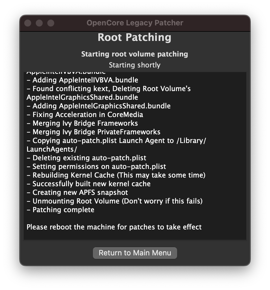 Root Patching Complete - System successfully patched